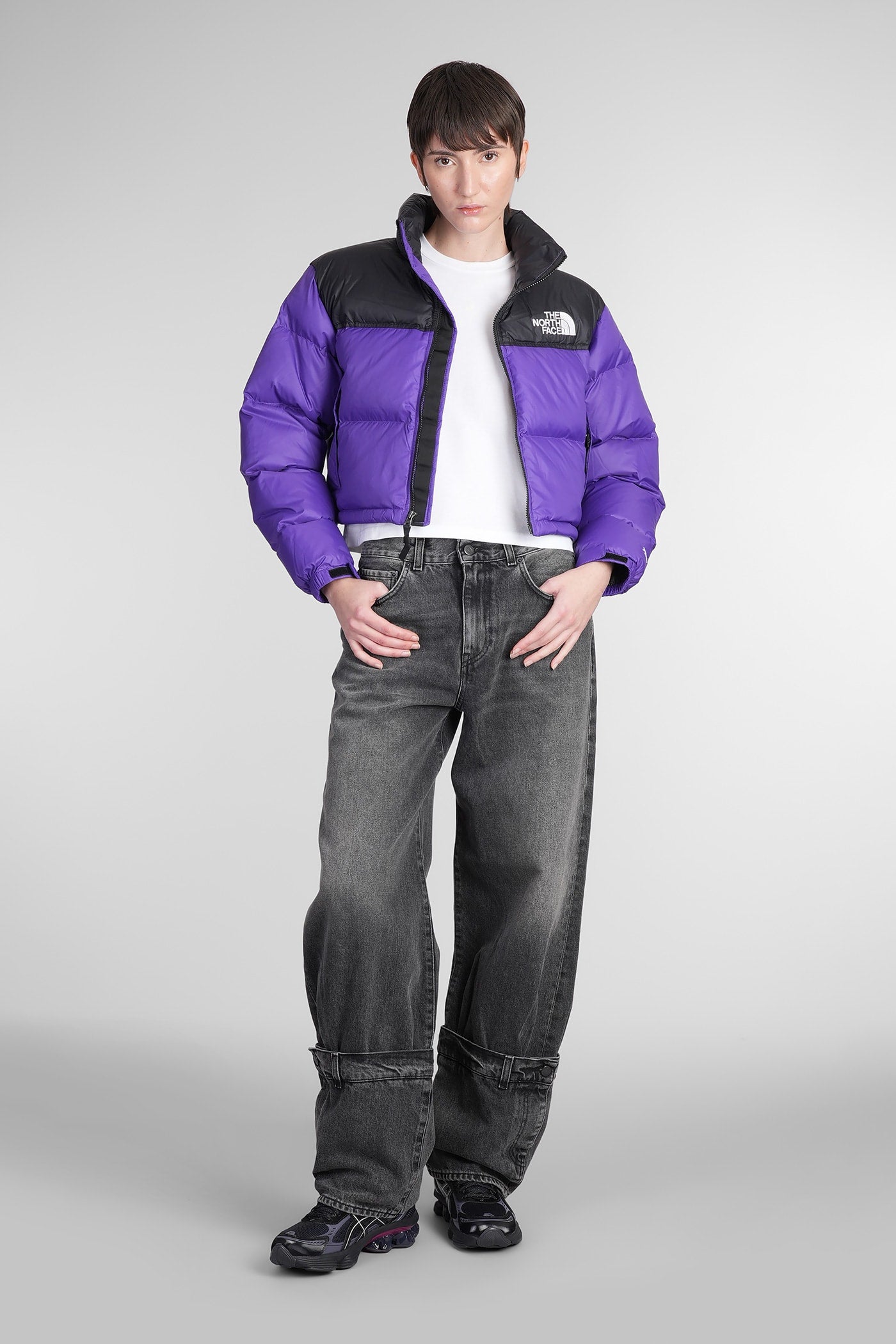 The North Face Nuptse Short Cropped Viola Leather Puffer Jacket for Women