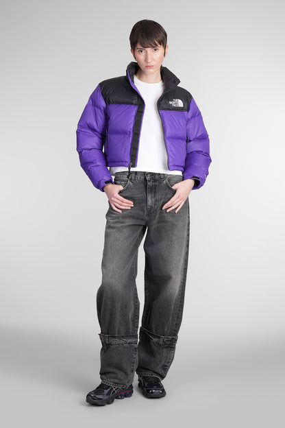 The North Face Nuptse Short Cropped Viola Leather Puffer Jacket for Women