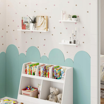 WOLTU Modern White Floating Wall Shelves Set, 3 Piece Display Ledges