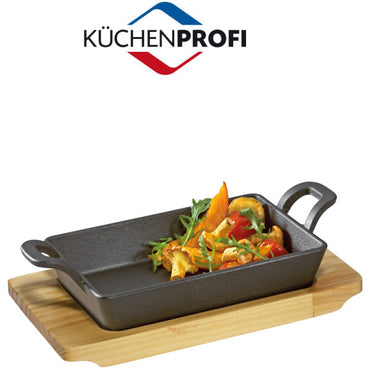 Küchenprofi Cast Iron BBQ Grilling Pan with Wood Serving Board