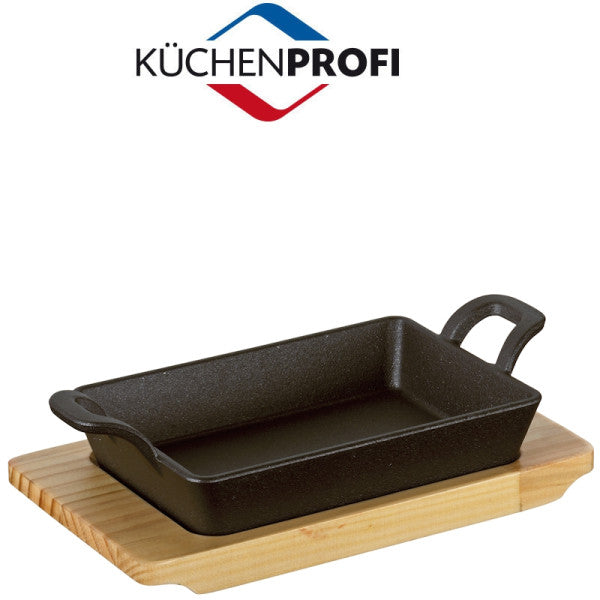 Küchenprofi Cast Iron BBQ Grilling Pan with Wood Serving Board