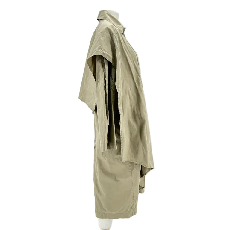 Beige jacket on a mannequin against a white background