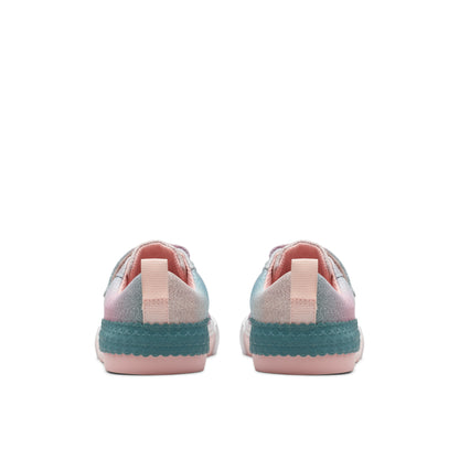 Clarks FoxingBrill K. Pastel Ombré Glitter Girls' Shoes - Comfortable Riptape Design