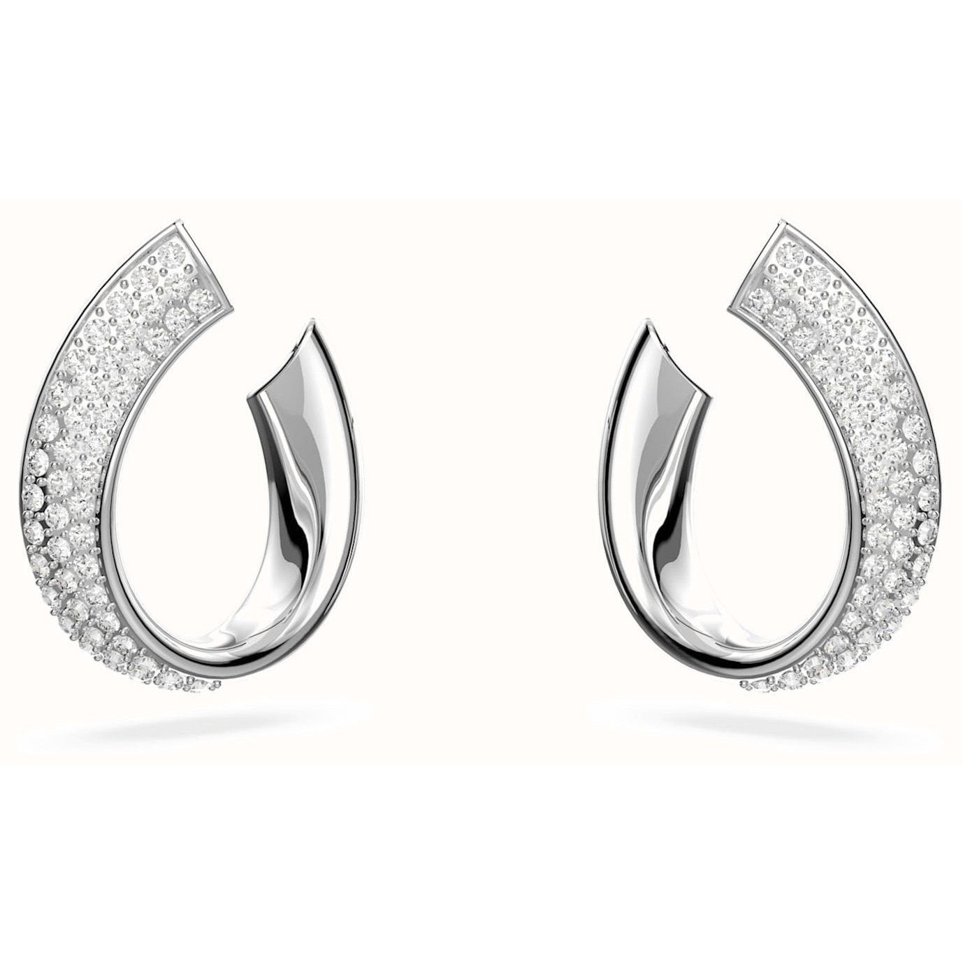 Swarovski Exist Rhodium-Plated Sparkling White Crystal Small Hoop Earrings