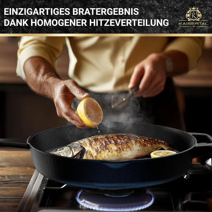 Durable Pre-Seasoned Cast Iron Frying Pan, 12-inch, Long Ergonomic Handle