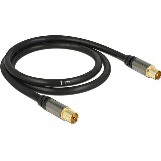 Delock 1m RG-6/U Shielded Antenna Cable IEC Plug to Jack - Gomix Brands Outlet