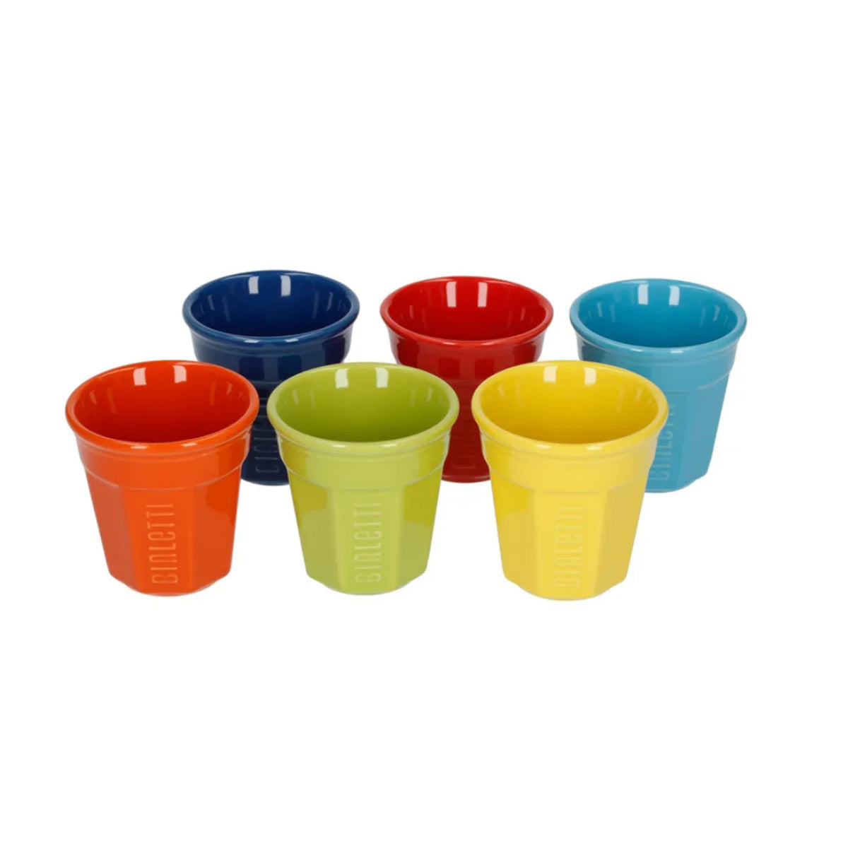 Bialetti Vibrant Porcelain Espresso Cups Set of 6 - 90ml Each, Multi-Colored Design - Gomix Brands Outlet