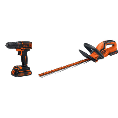 BLACK+DECKER Set of 20V MAX Cordless Hedge Trimmer 22-Inch Steel Blade & 18V Cordless Drill Driver