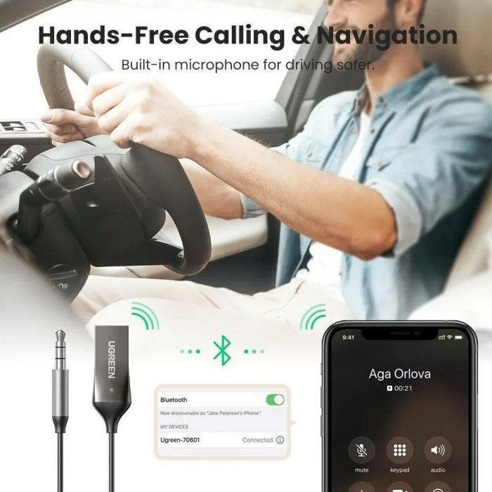 UGREEN CM309 Bluetooth Car AUX Receiver with Mic