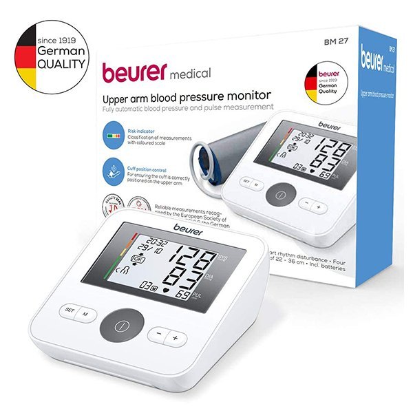 Beurer BM-27 Automatic Upper Arm Blood Pressure Monitor - Easy-Read Display, Arrhythmia Detection