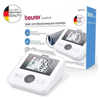 Beurer BM-27 Automatic Upper Arm Blood Pressure Monitor - Easy-Read Display, Arrhythmia Detection