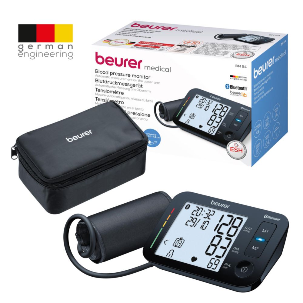 Beurer BM 54 Bluetooth Automatic Upper Arm Blood Pressure Monitor XL Display