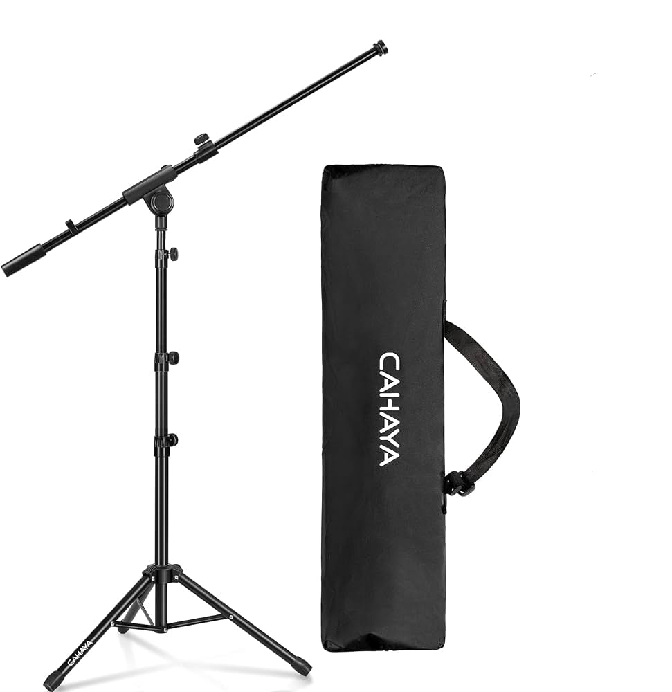 CAHAYA Adjustable Tripod Boom Arm Microphone Stand (mic Clips are not included)
