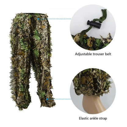 Outdoor 3D Leafy Camo Ghillie Suit for Jungle Woodland Hunting
