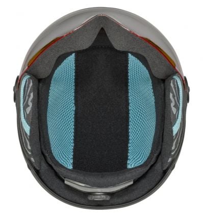 Bollé Quiz Visor Junior Ski Helmet: Matte Black Blue, Orange Gun Cat 2 Lens