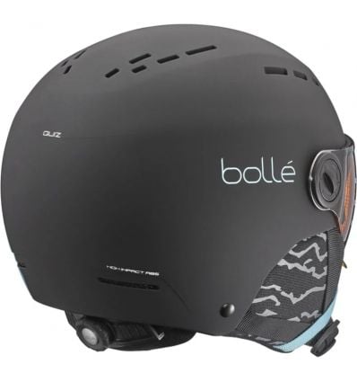 Bollé Quiz Visor Junior Ski Helmet: Matte Black Blue, Orange Gun Cat 2 Lens