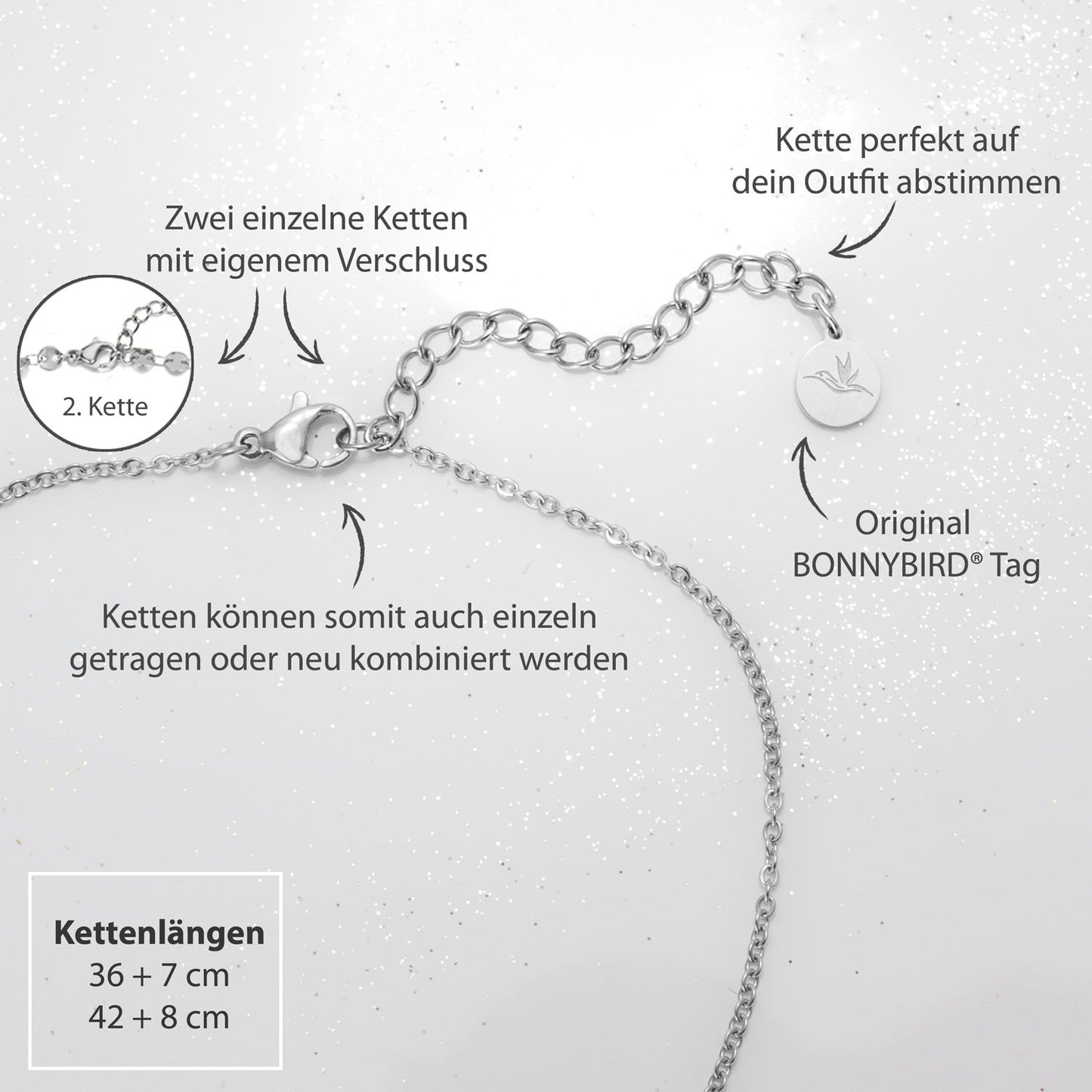 Silver Boho Necklace Set with Stainless Steel Chain