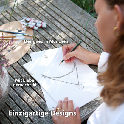 Silver Boho Necklace Set with Stainless Steel Chain