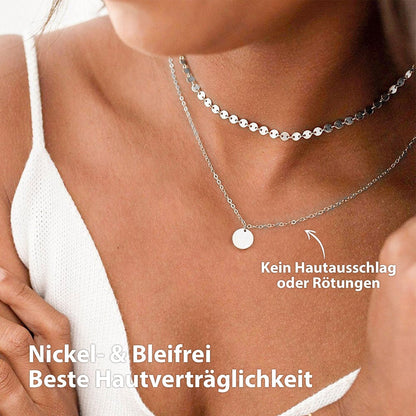 Silver Boho Necklace Set with Stainless Steel Chain