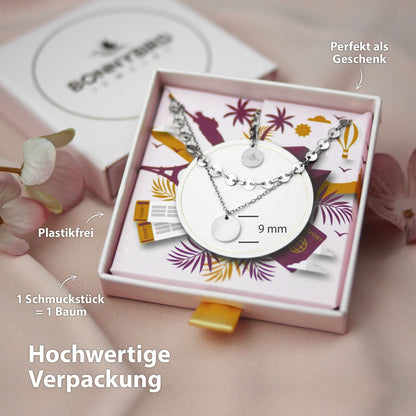 Silver Boho Necklace Set with Stainless Steel Chain