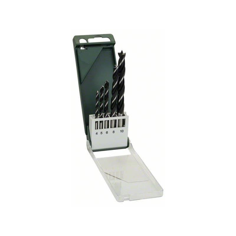 Bosch 5-Piece Wood Twist Drill Bit Set for Precise Woodworking Projects