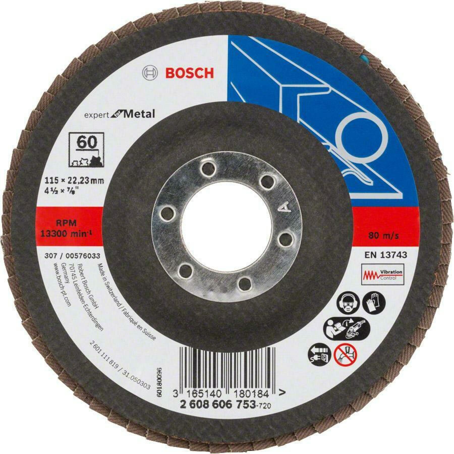 Bosch Expert for Metal 115mm Flap Disc Grit 60 Angled