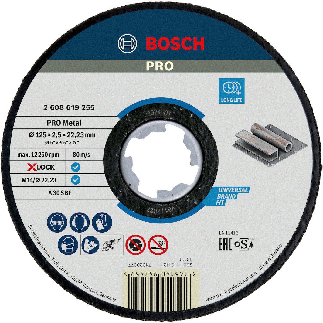 Bosch X-LOCK Expert Metal Grinding Disc 125mm 2.5mm Thick for Angle Grinders