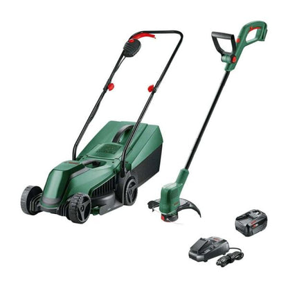 Bosch EasyMower 18V-32-200 + EasyGrasscut 18V-26 Cordless Lawn Mowers & Grass Trimmer – Green
