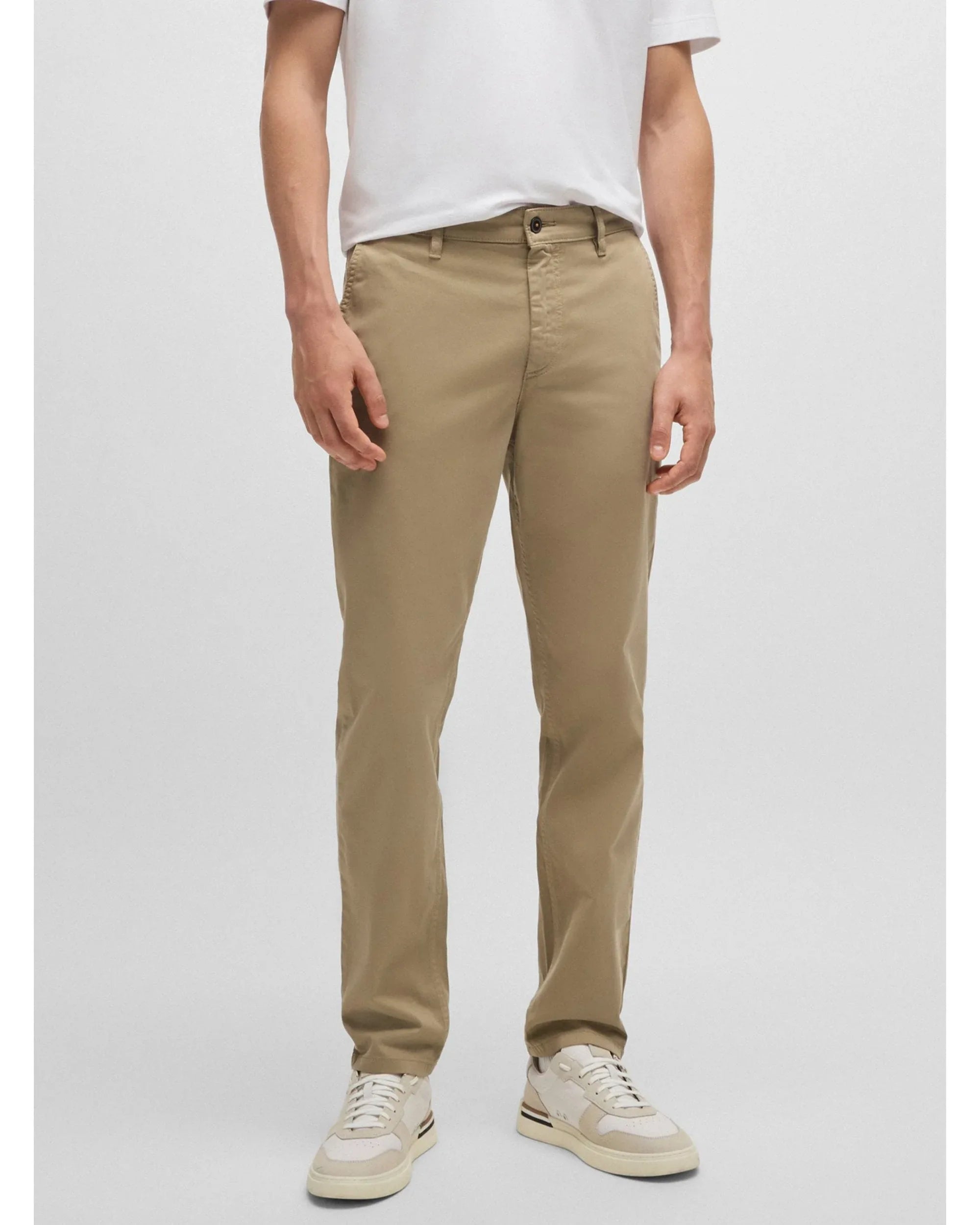 BOSS Men's Beige Tapered Chino Trousers - Regular Fit Stretch Cotton - Gomix Brands Outlet