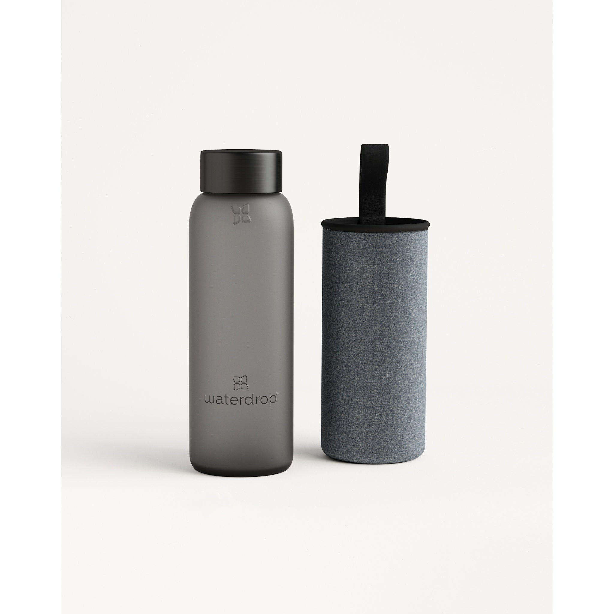 Frosted Glass Water Bottle – Matte Black 1L