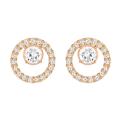 Swarovski Shimmering Rose Gold-Tone Crystal Stud Earrings for Women