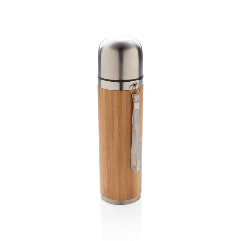 Versatile Bamboo Insulated Water Bottle - Double Wall Stainless Steel, Hot Cold