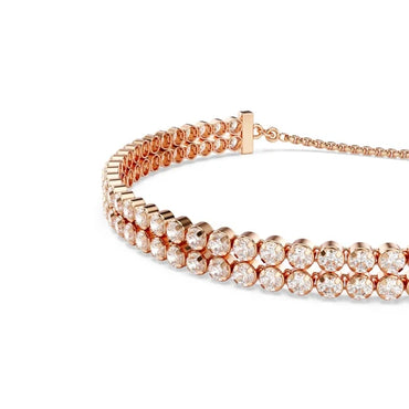 Sparkling Matrix Tennis Bracelet: White Zirconia, Rose Gold Plated Elegance