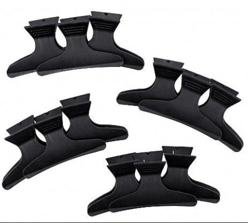 Lussoni Professional Black Plastic Hair Claw Clips - 12 Piece Set