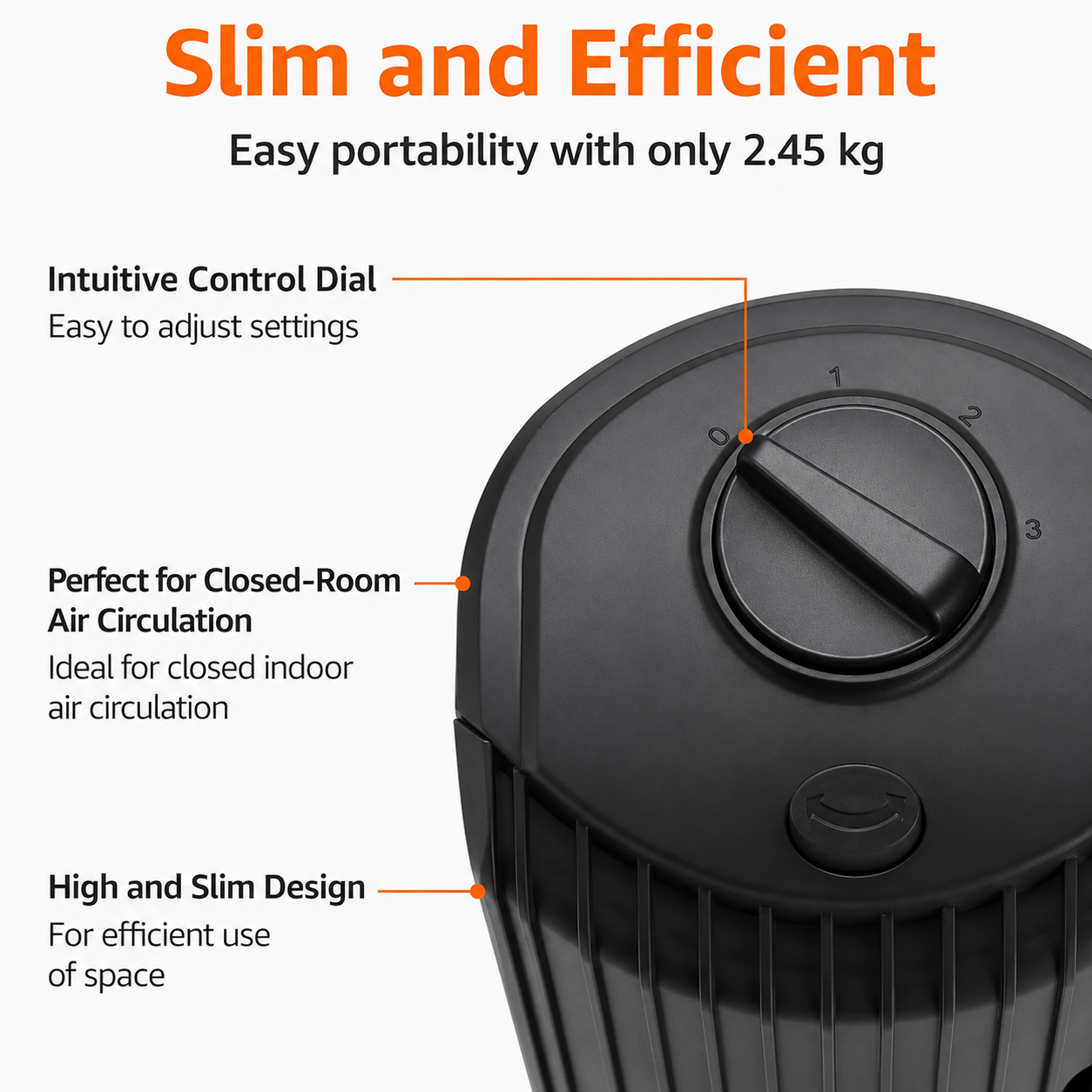 Amazon Basics Oscillating Tower Fan - 3 Speeds