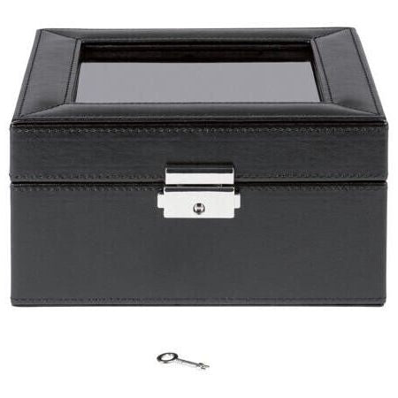 Auriol Square Watch Box Faux Leather Velvet, 2 Keys