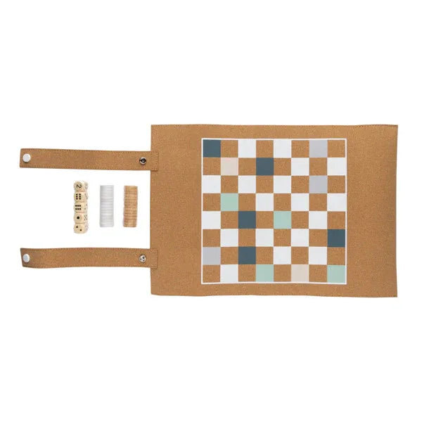 Britton Foldable Cork Backgammon & Checkers Game Set: Portable, FSC®-Certified Fun - Gomix Brands Outlet
