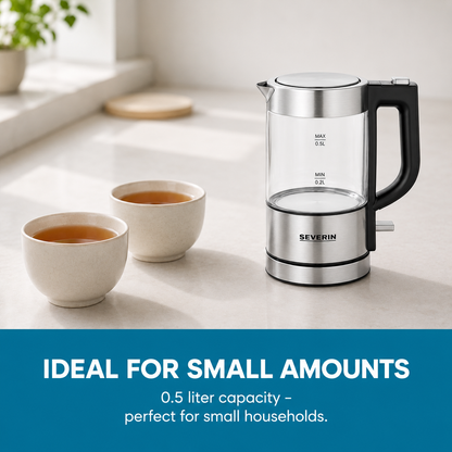 SEVERIN WK3472 Mini Glass Kettle 0.5 L Stainless-Steel