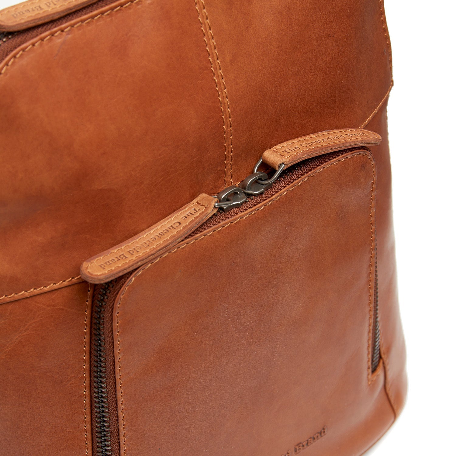 Cognac Leather Backpack Vivian - Wax Pull‑Up, Spacious, Premium Travel Bag