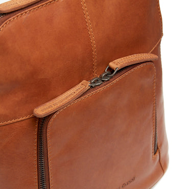 Cognac Leather Backpack Vivian - Wax Pull‑Up, Spacious, Premium Travel Bag