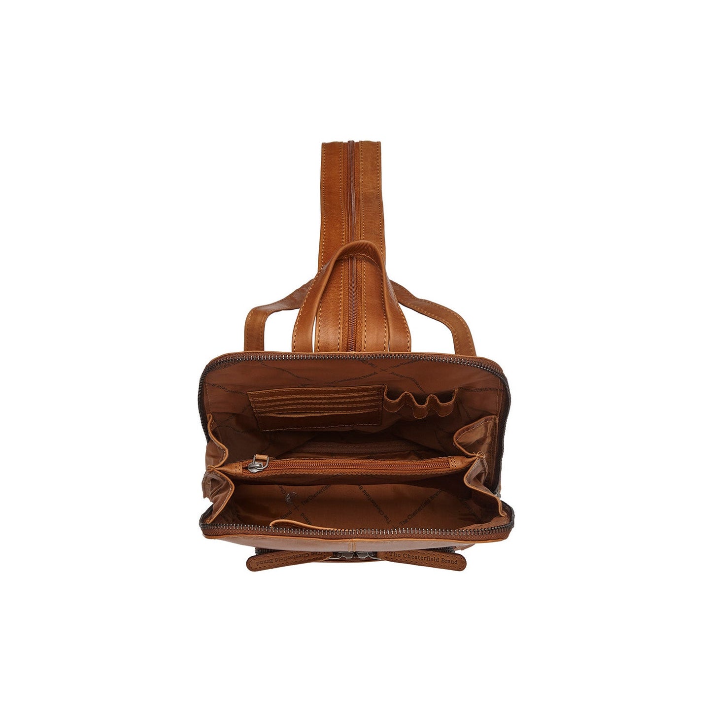 Cognac Leather Backpack Vivian - Wax Pull‑Up, Spacious, Premium Travel Bag