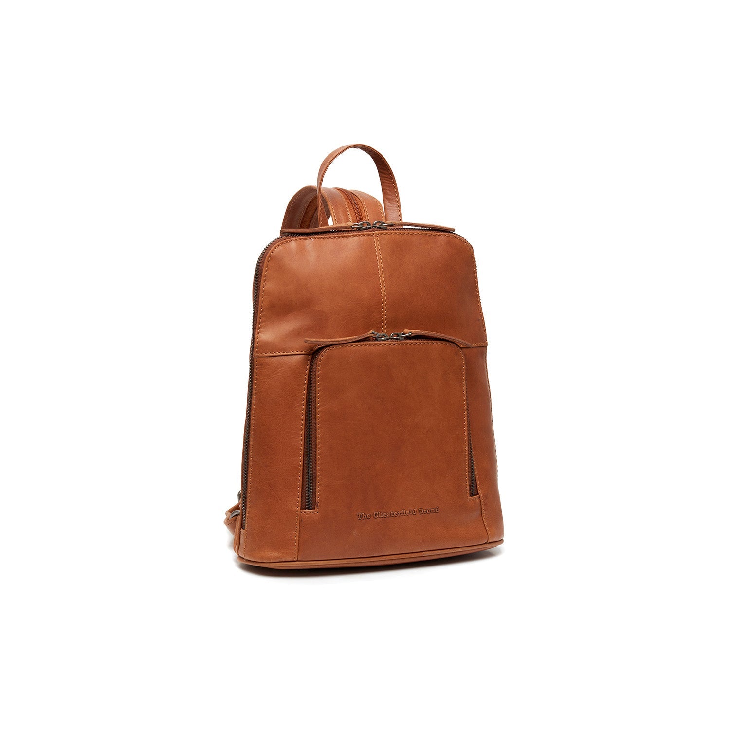 Cognac Leather Backpack Vivian - Wax Pull‑Up, Spacious, Premium Travel Bag