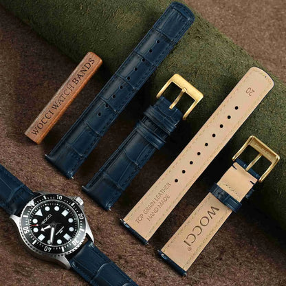 WOCCI Men's Rune Alligator Grain Leather Watch Band
