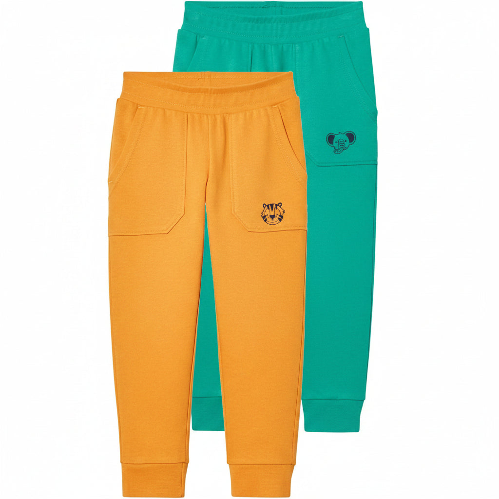 Lupilu Boys' Sweatpants 2-Pack Green Orange