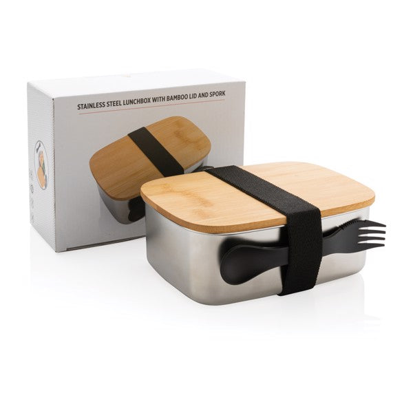 Premium Stainless Steel Lunchbox with Bamboo Lid & Spork for Healthy Meals