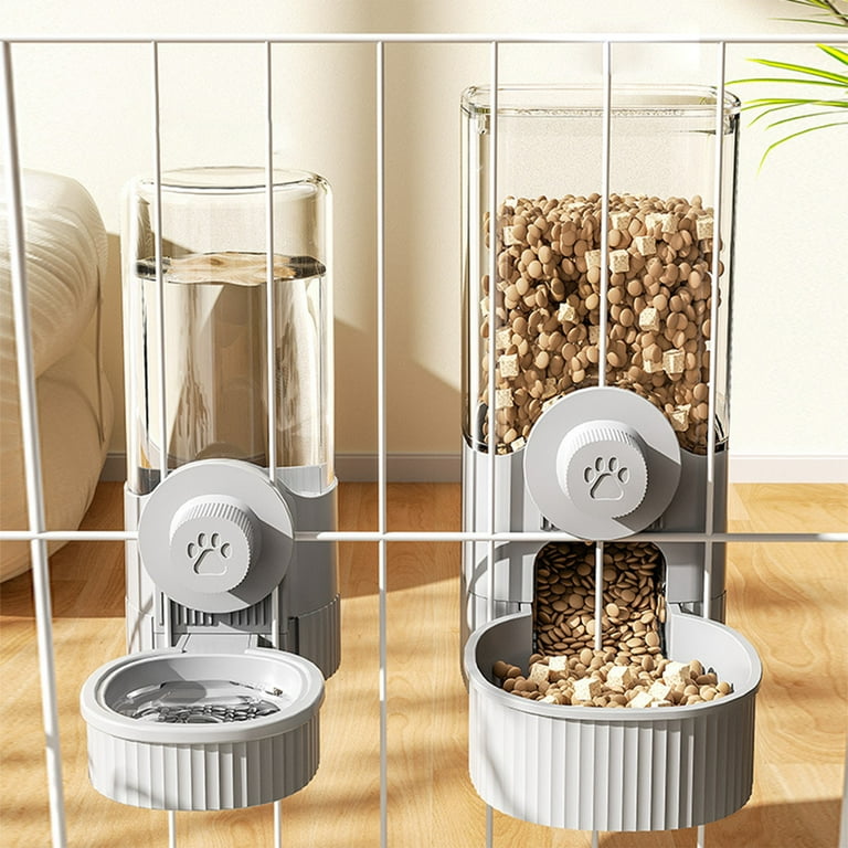 SLYNSHome Hanging Automatic Gravity Pet Food Water Dispenser for Small Pets - Gray