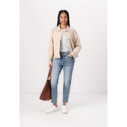 Tom Tailor Denim Women's Easy Short Light Jacket: Soft Calm Beige Button-Up