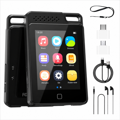 BOOTEEK 64GB MP3 Player Bluetooth 5.0 2.4 Inch Touchscreen with Speaker