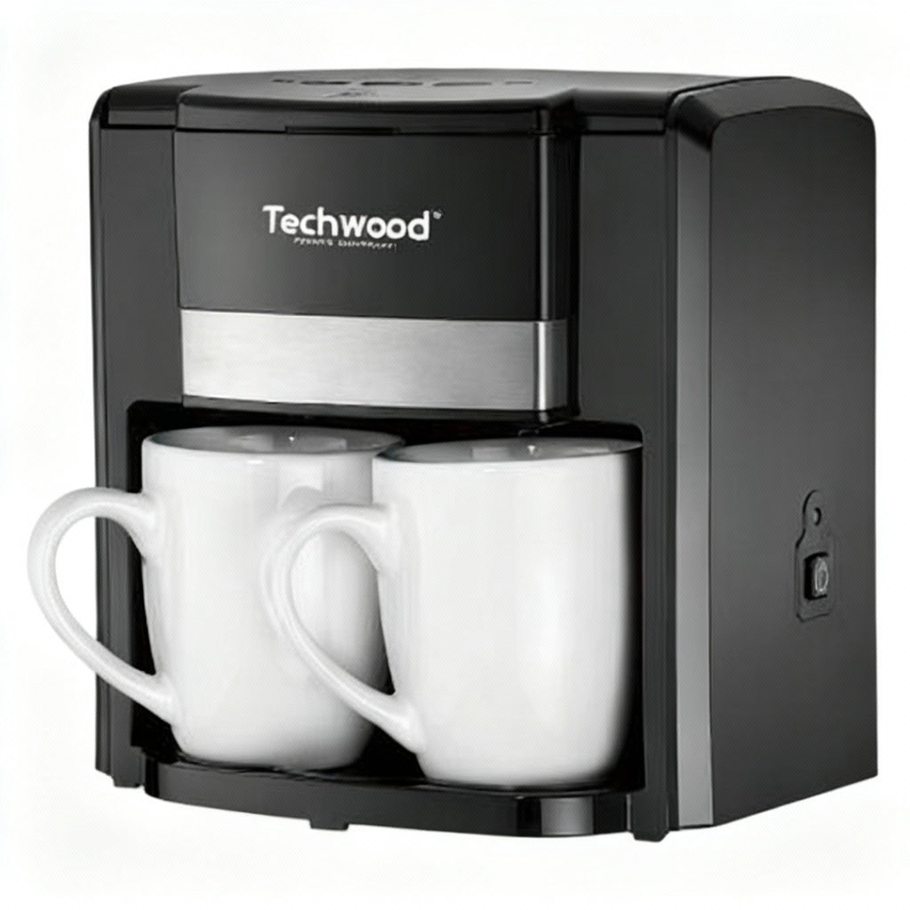 Compact 2-Cup Duo Coffee Maker with Ceramic Mugs, Auto Shut-Off, Permanent Filter