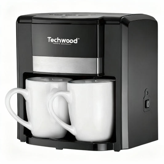 Compact 2-Cup Duo Coffee Maker with Ceramic Mugs, Auto Shut-Off, Permanent Filter